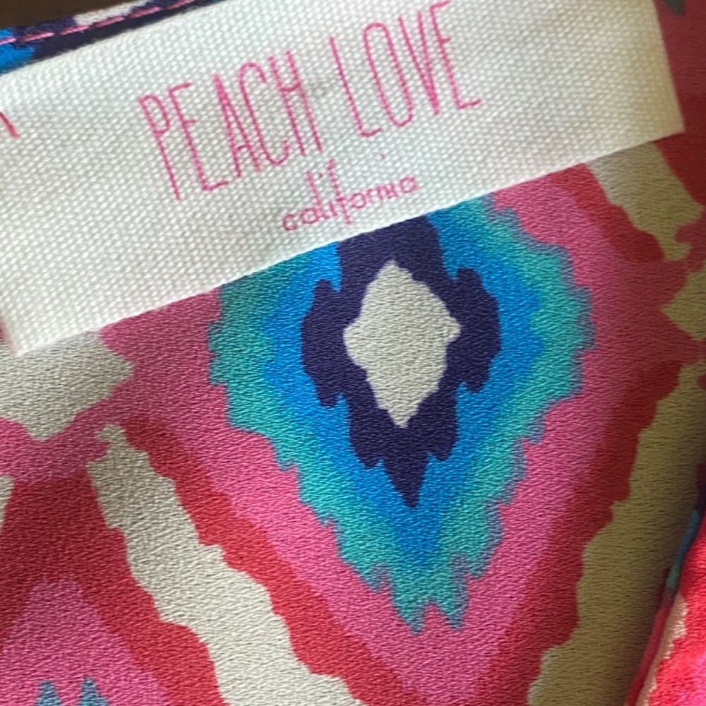 Peach Love California tunic top pink blue diamond pattern Small - Picture 15 of 16